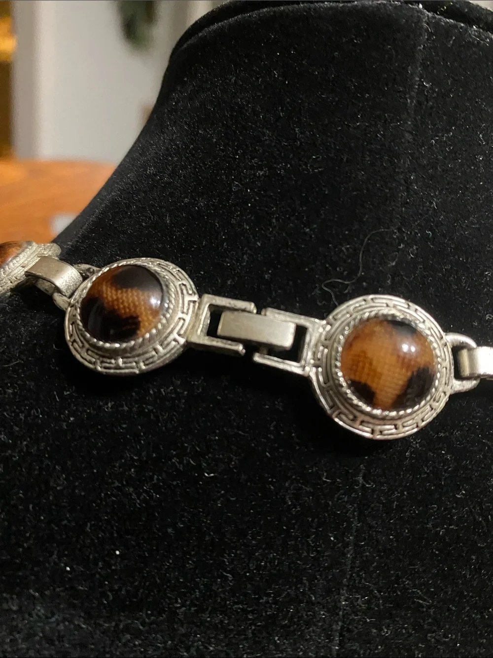 Southwest Leopard Print Cabochon Silver-Tone Necklace